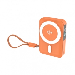 Latest Qi2 15W 10000mAh Semi-Solid State Battery Wireless Charger: Folding Stand + Built-in USB-C Cable + TFT Display