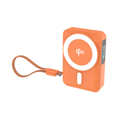 Latest Qi2 15W 10000mAh Semi-Solid State Battery Wireless Charger: Folding Stand + Built-in USB-C Cable + TFT Display